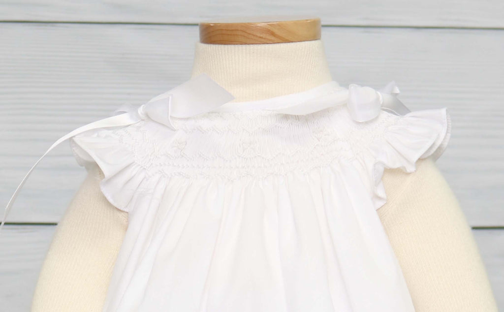 Baby Girl Baptism Dress, Infant Girl Christening Dress, Baby Girl White Dress, 412598 -CC081