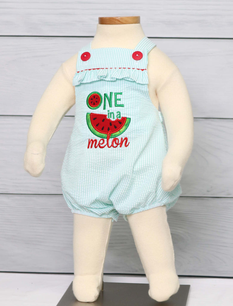 One in a melon first birthday outfit