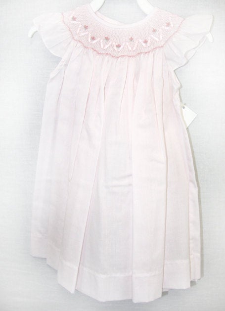 Smocked baby clothes, Pink smock dress