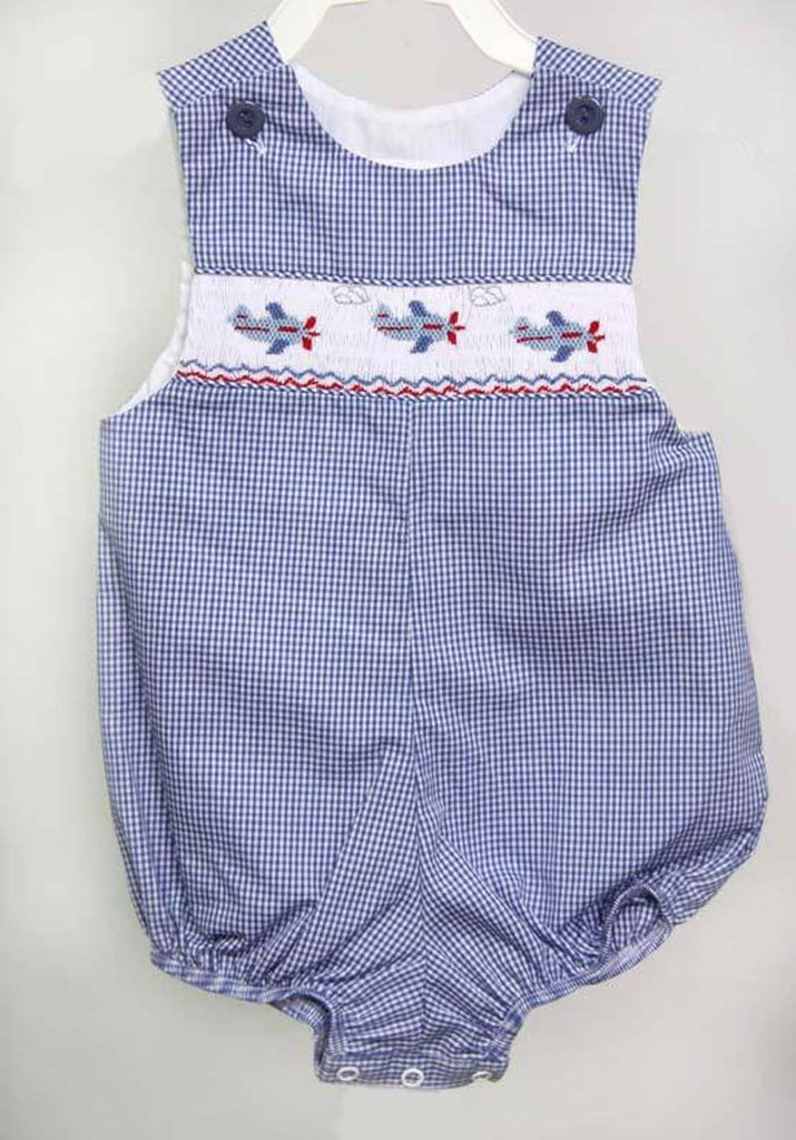 Baby Boy Rompers, Smocked Baby Clothes Boy, Airplane Birthday Outfit 412738 -DD127