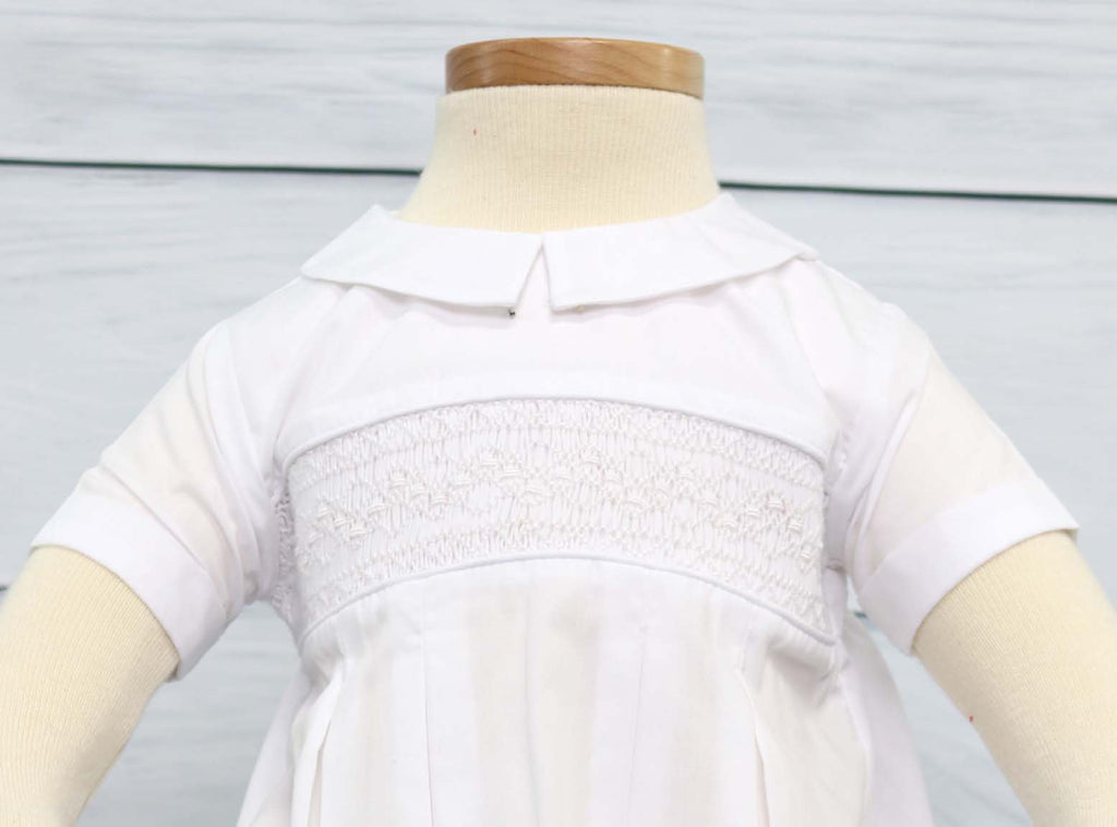 White smocked baby boy clothes